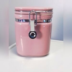 Pink coffee and tea storage canister